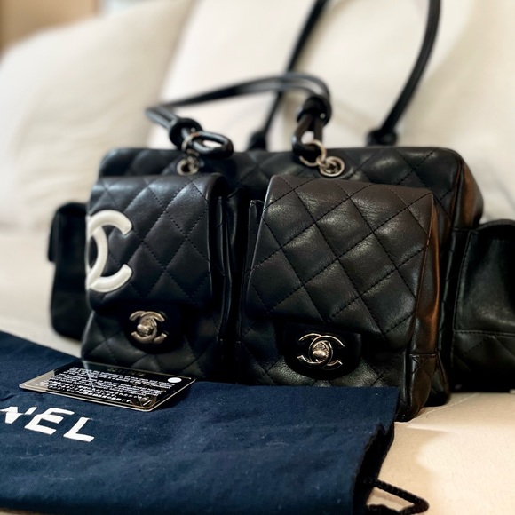 Sold Beautiful Chanel Cambon Small Reporter black and white - Picture 6 of 12